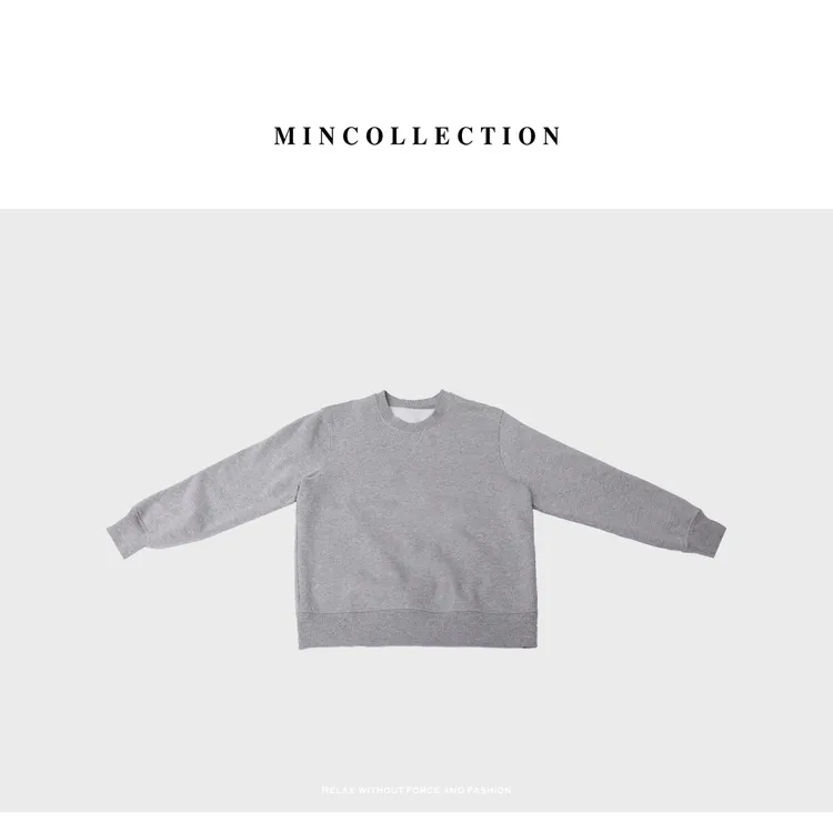 DE Mincollection加绒灰卫衣/经典花灰色休闲宽松套头卫衣40361