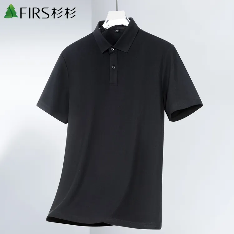 杉杉2025夏季新款POLO衫透气抗菌凉感T恤时尚经典百搭款黑色短袖