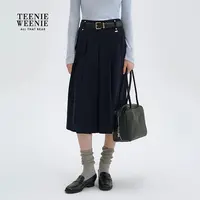 TeenieWeenie小熊25秋季新款A字高腰灵动长款褶边裙女TTWH258TW2A
