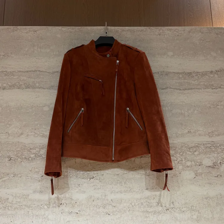 TANTAN 短款时尚女士山羊反绒皮春季皮衣4737