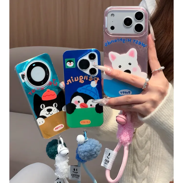 雅天立软萌可爱趴趴动物适用苹果17手绳华为vivo小米15手机壳oppo