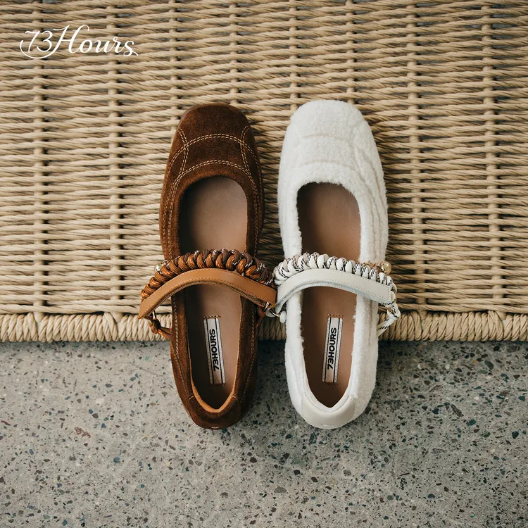 73hours女鞋蒙布朗2025秋季新品平底纯色圆头玛丽珍鞋