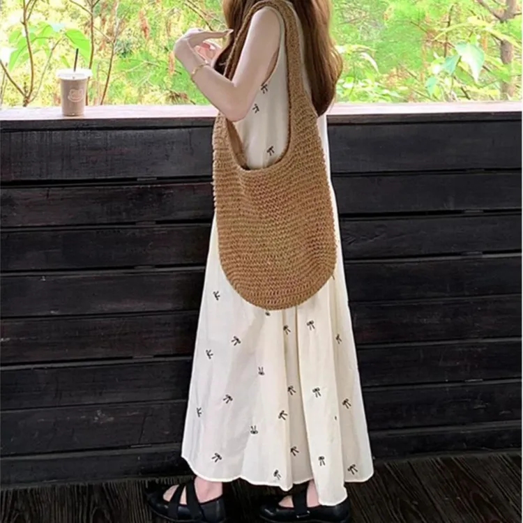 法式无袖背心连衣裙子女夏季2025新款小个子爆款海边度假气质长裙