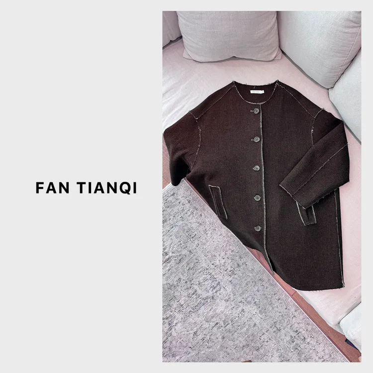 范天奇/FAN TIANQI【双面麻感呢】双色麻感双面呢外套FJOT58077