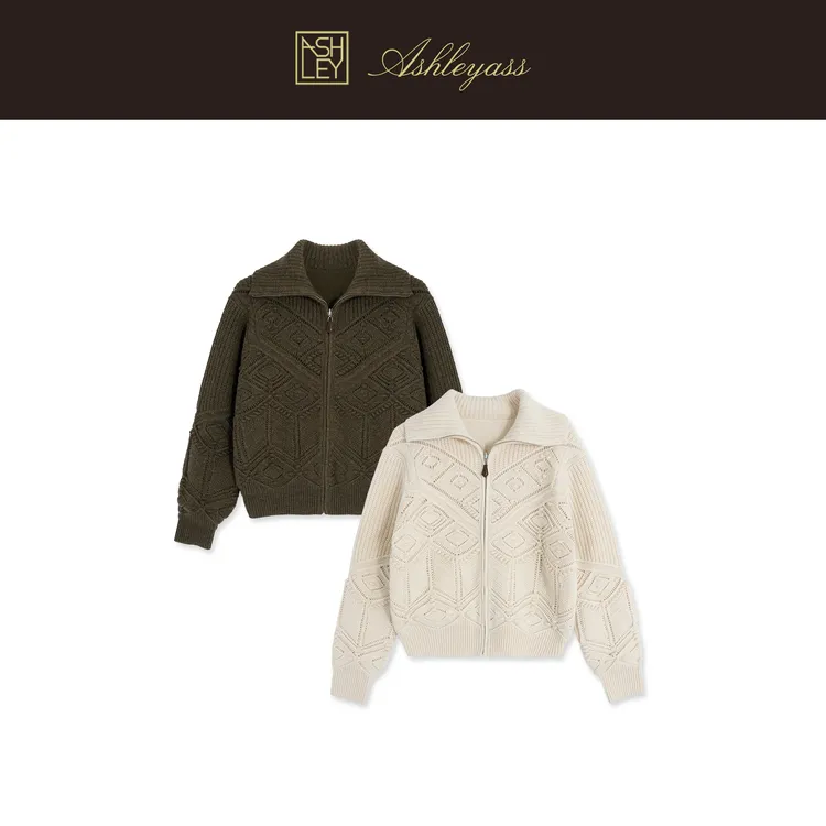 【ASHLEYASS】滑雪系列“STOLL ADF”机织花纱羊绒拉链外套LSM251901S