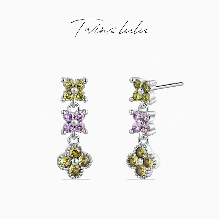 TWINS LULU 流光风  秋上新时尚设计师气质多巴胺花花耳环TSL2173