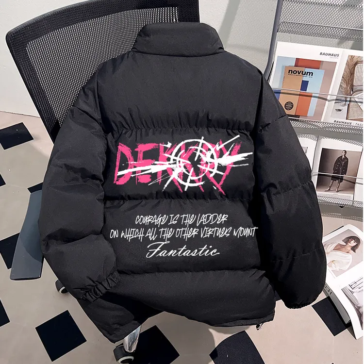 Dekkry潮流创意字母印花高级感加厚立领冬季棉服男女保暖棉衣外套