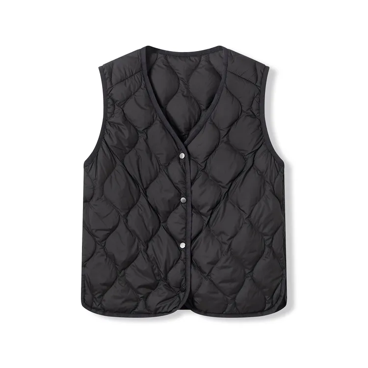 宿慕SUMU 12-10 2025冬新款女士时尚休闲菱格款V领羽绒马甲2401