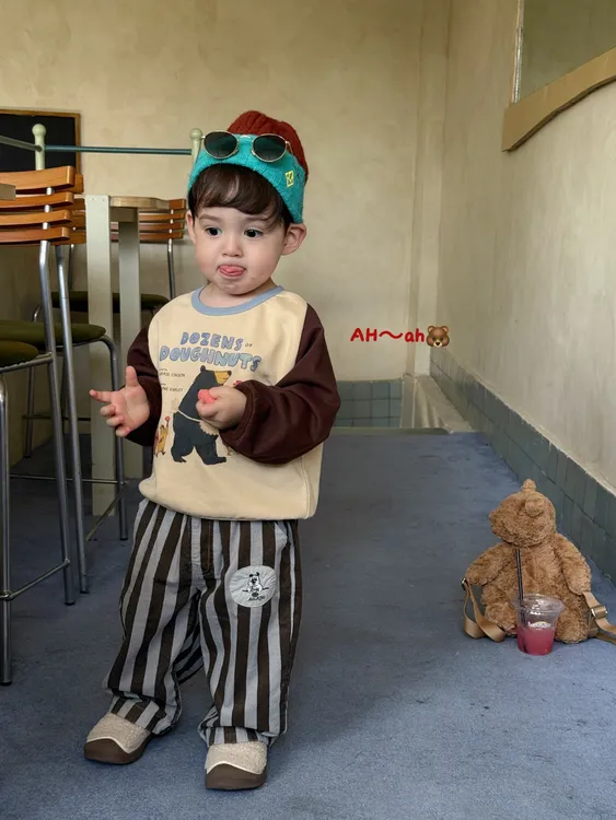 【175-229】25年AH秋冬款男宝休闲风圆领上衣韩版外套男童洋气套装