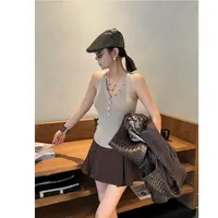 【何發财】纽扣背心 羊绒/毛+莱赛尔纯色简约法式百搭背心 B08091