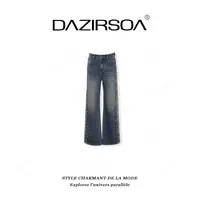 DAZIRSOA/达姿“假日轮廓”时尚百搭拼接花朵洋气直筒牛仔裤 AA530