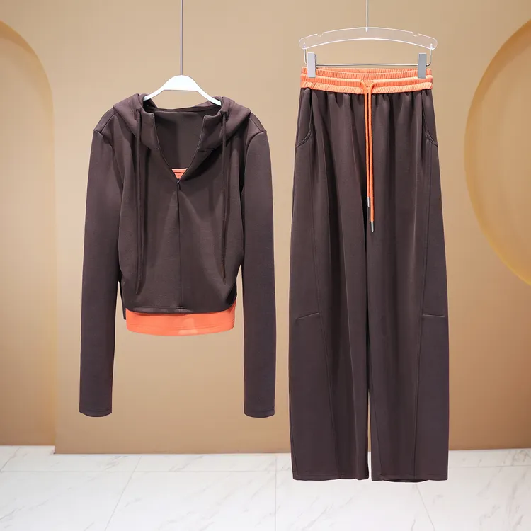 【LIANG哥女装】2025欧洲站《梧桐叶上萧萧雨》巧克力色休闲套装5981A