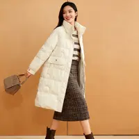 品牌撤柜RY332纯色显瘦保暖时尚简约中长款羽绒服