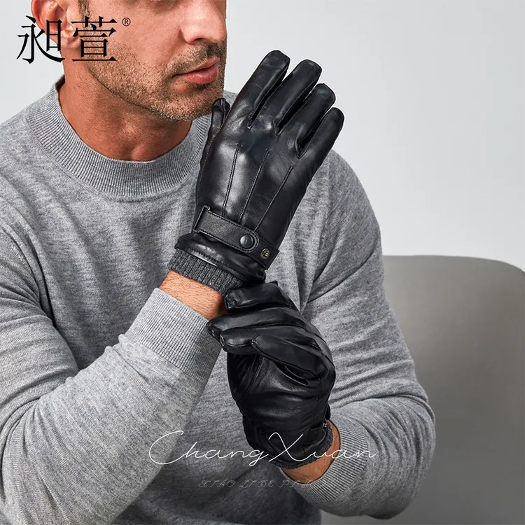 真皮手套男保暖软羊皮手套冬季骑行开车专用加绒触屏高端防风防水