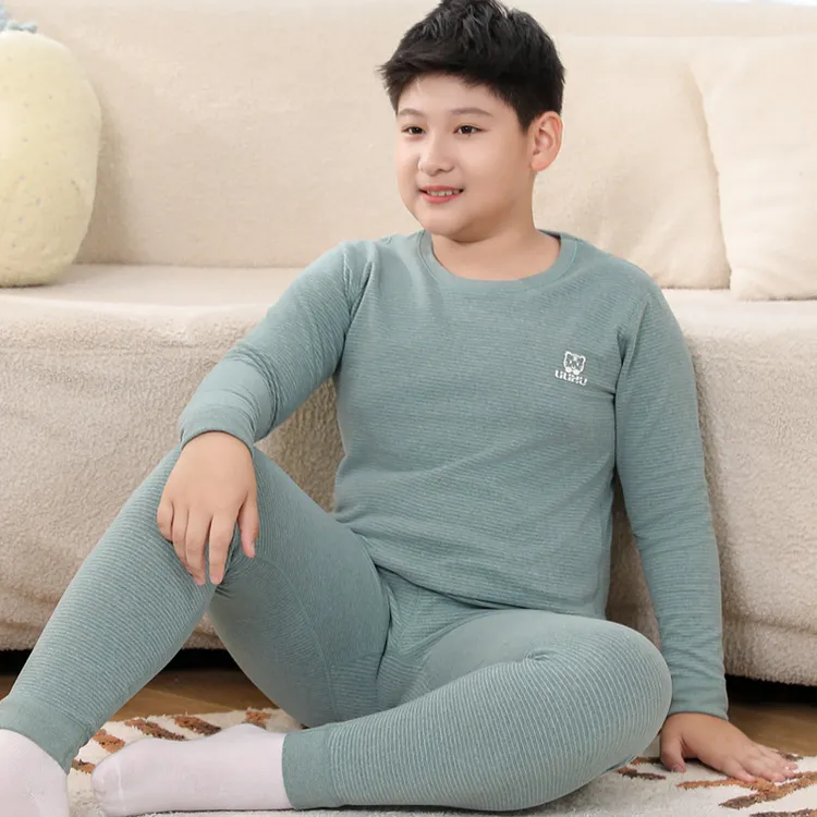 胖童保暖内衣套装加大加宽版型男童女童秋衣秋裤德绒中大童打底衣