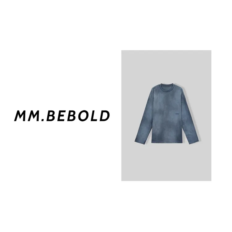  【妙姐精选】墨韵 棉 100 晕染渐变亲肤宽松圆领长袖T恤XYXS910