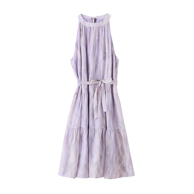 莱赛尔圆领无袖半身裙女夏季晕染印花飘逸度假多巴胺服装女