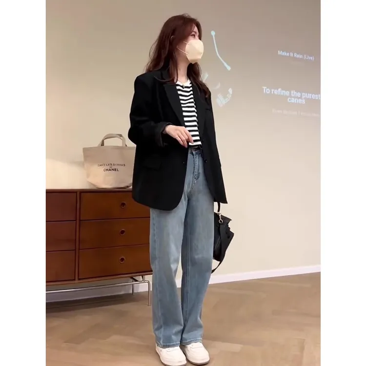 黑色西装外套显瘦小个子2025秋季短款演讲正装宽松时尚西服上衣