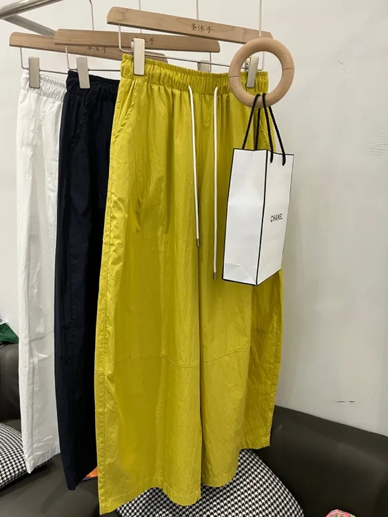 2025山本夏季新款松紧腰抽绳阔腿显瘦休闲女裤宽松气球裤