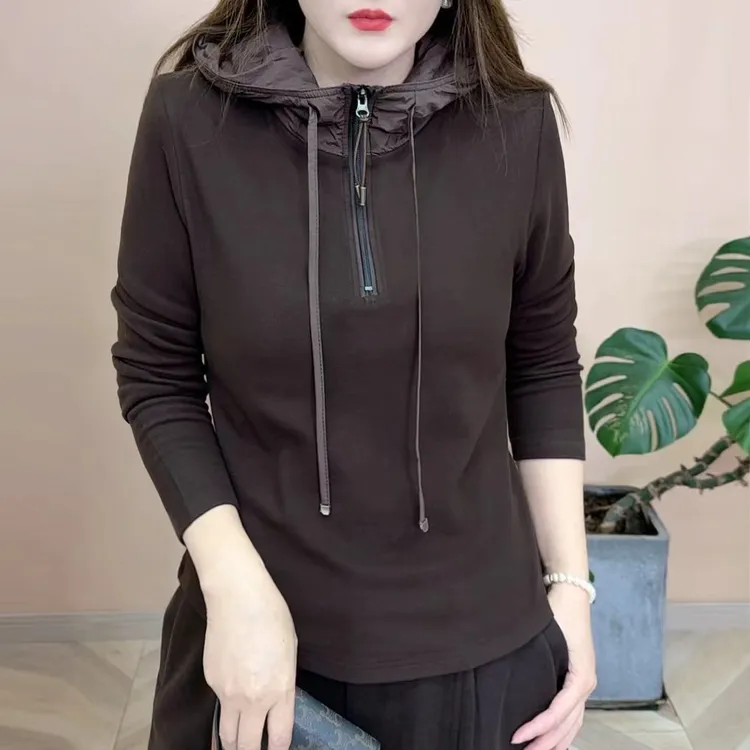 2025冬季新品时尚潮流百搭双面绒连帽外套休闲女士长袖上衣8279