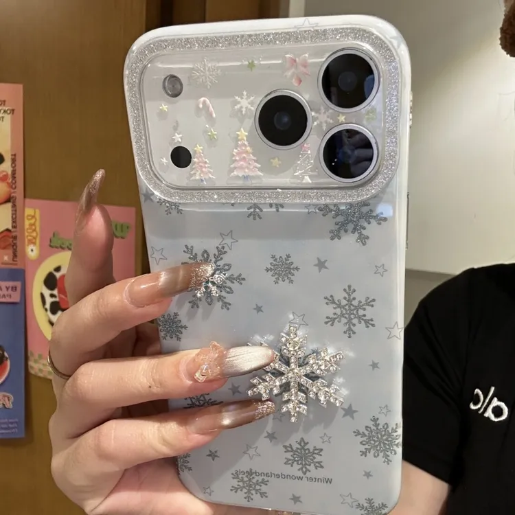 韩系ins雪花星星适用iPhone17promax立体16pro手机壳15/14/13女
