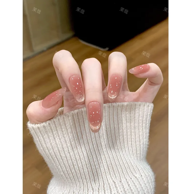 茉哉【赤茶琉璃】纯手工定制美甲拆卸穿戴甲A5356