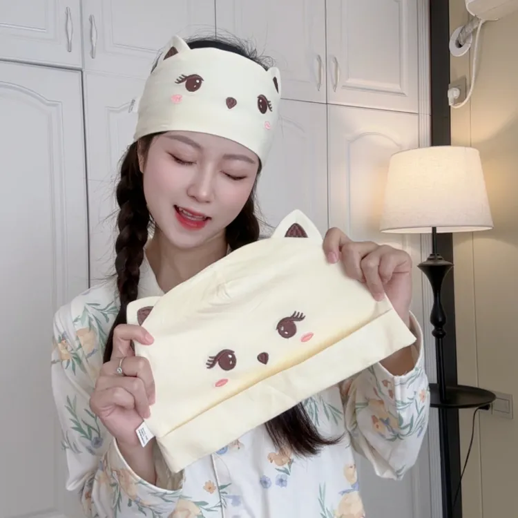 3-10月专用美睫猫月子帽月子发带加宽加大高弹薄款坐月子防风保暖