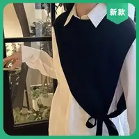 【百搭】时尚百搭斜肩披肩设计款套头针织马甲休闲款黑色外搭
