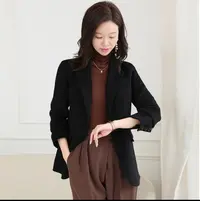 【格一专场专属】翻领外套拼接女显瘦短款西装秋冬毛呢外套23225