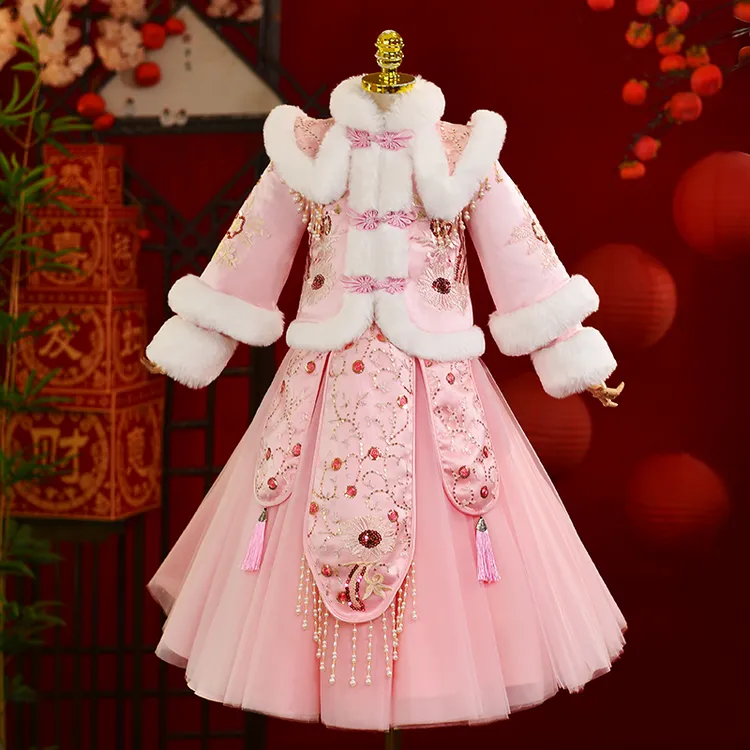 99170女童夹棉加厚保暖衣服儿童装旗袍冬唐装女宝宝中国风裙子