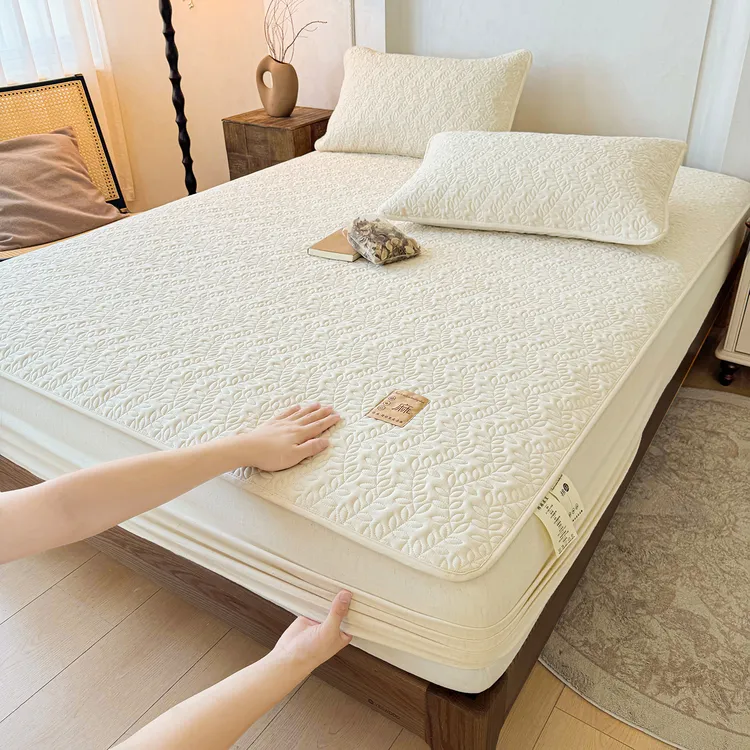 A类夹棉绗缝床笠棉麻床笠防滑床套罩席梦思床垫保护罩榻榻米床罩