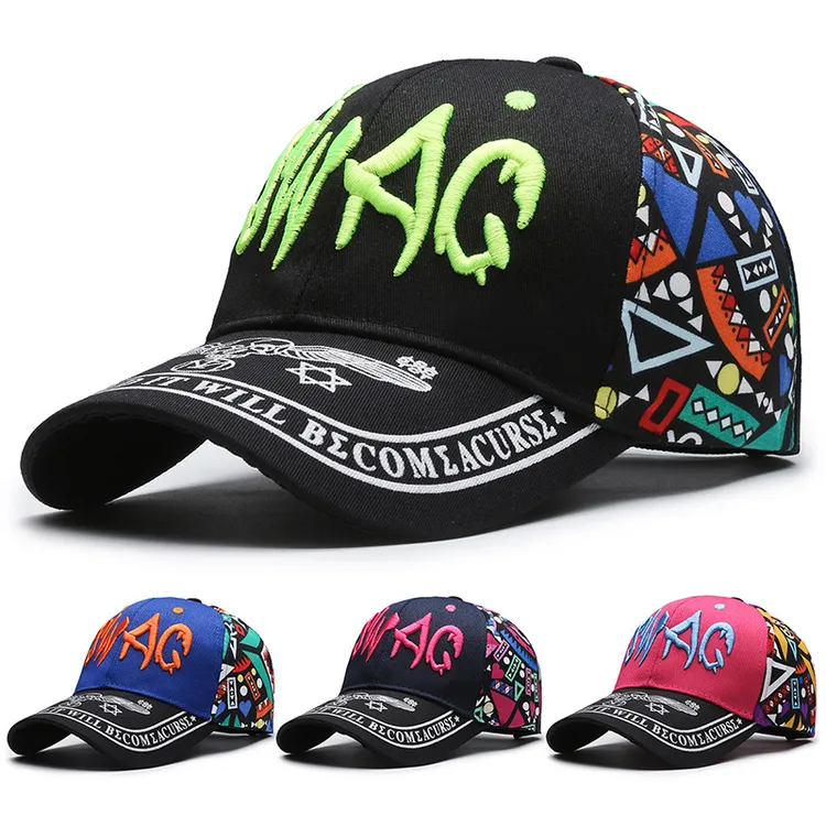 四季新款刺绣帽子户外遮阳帽字母嘻哈印花男女休闲棒球帽时尚百搭