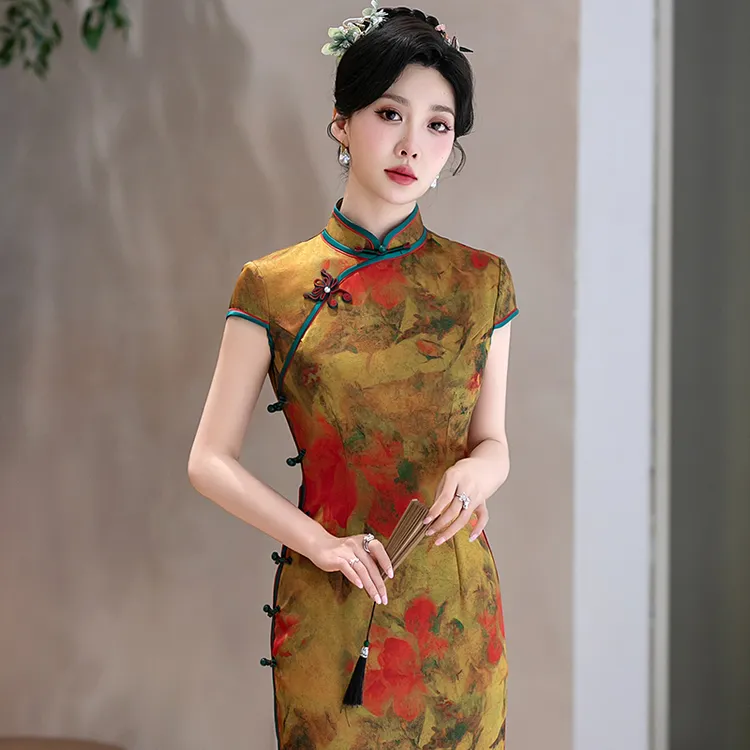 新中式旗袍2025夏季高端老上海素雅国风礼服日常可穿改良长款裙子