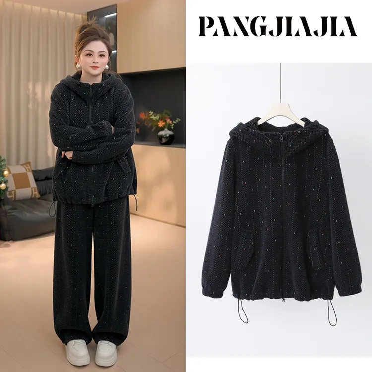 【胖佳佳】彩虹糖   加厚绒连帽卫衣外套冬季时尚百搭H626D00087