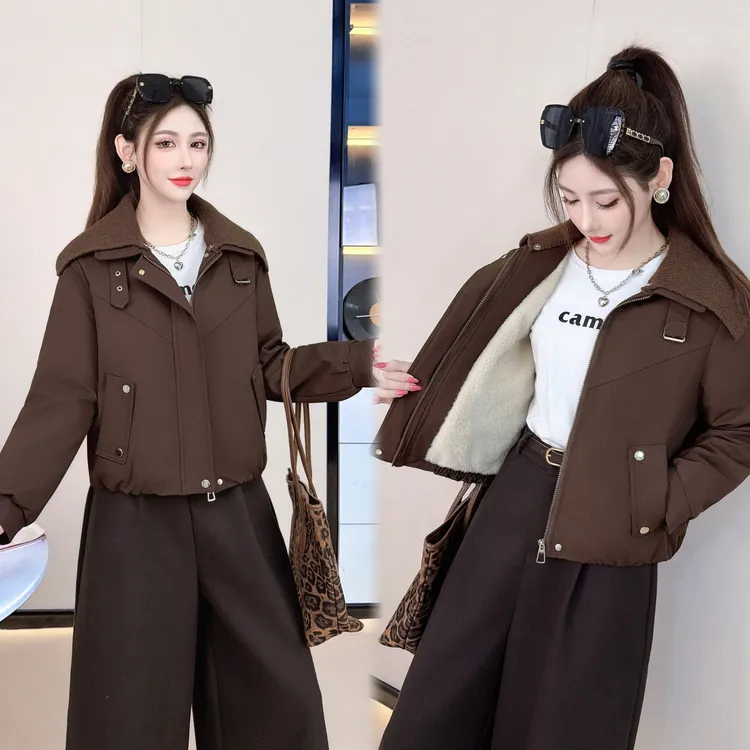 加绒加厚短外套女2025冬季新款时髦洋气减龄百搭保暖休闲夹克上衣