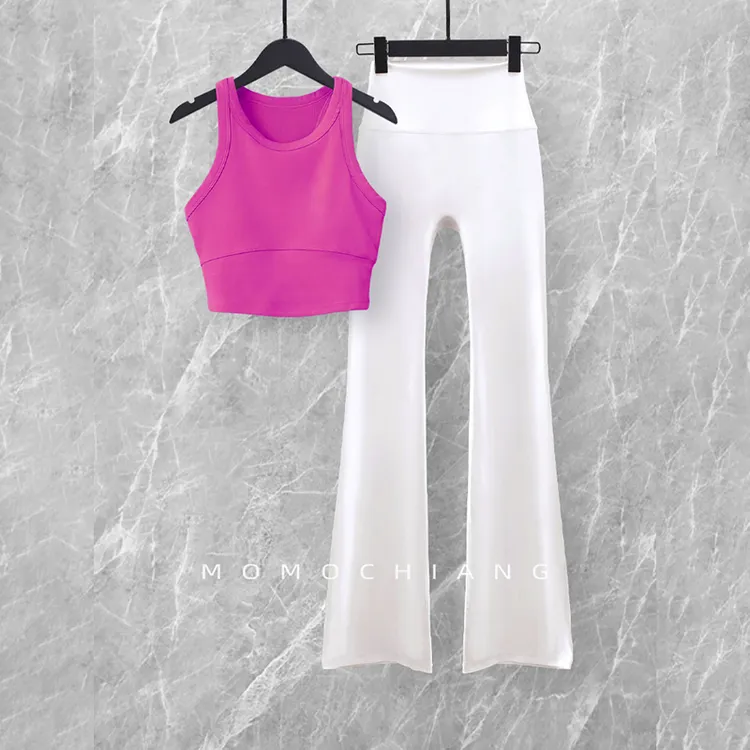 背心式瑜伽服套装女紧身显瘦微喇裤健身服高端性感专业跑步运动衣