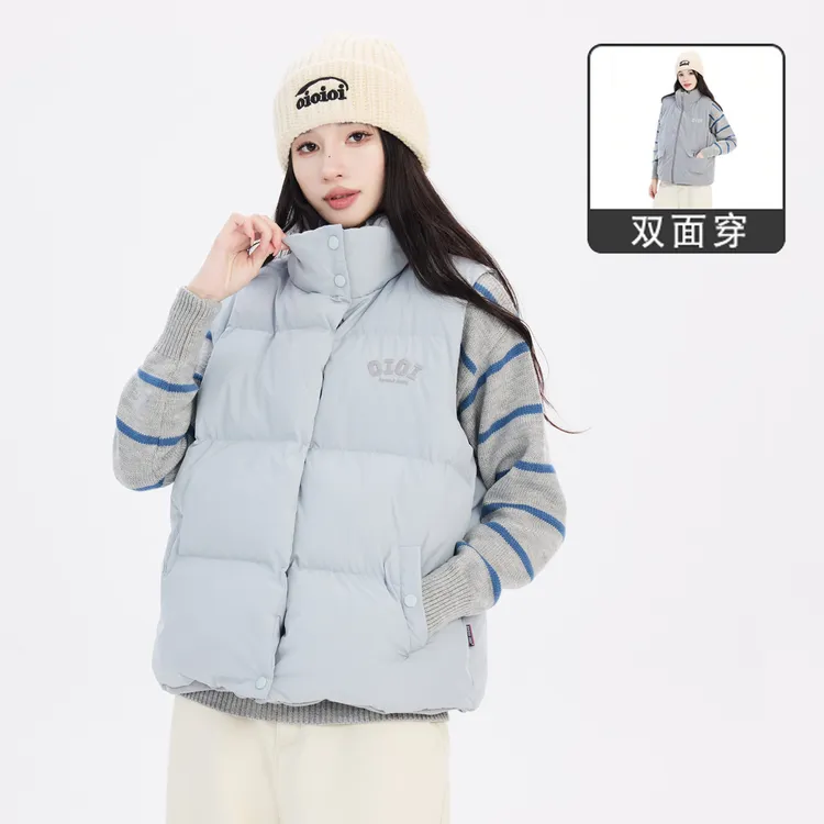 byo!oi OIOI【双面穿】韩系学院风设计立领加厚时尚冬季保暖棉马甲