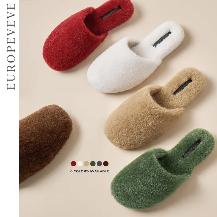 时尚百搭毛毛绒棉拖鞋女秋冬季情侣居家用高级感室内软底保暖拖鞋
