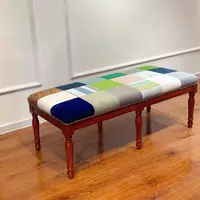 GY07波普风实木软包床尾凳撞色换鞋凳122*53*48cm