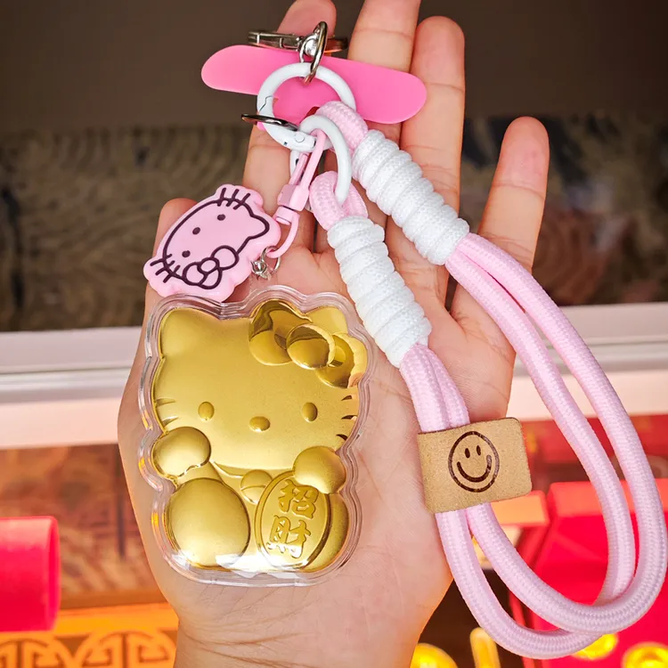 含金工艺品双面KT猫挂件 可爱卡通金片 手机包包挂件 情人节礼物