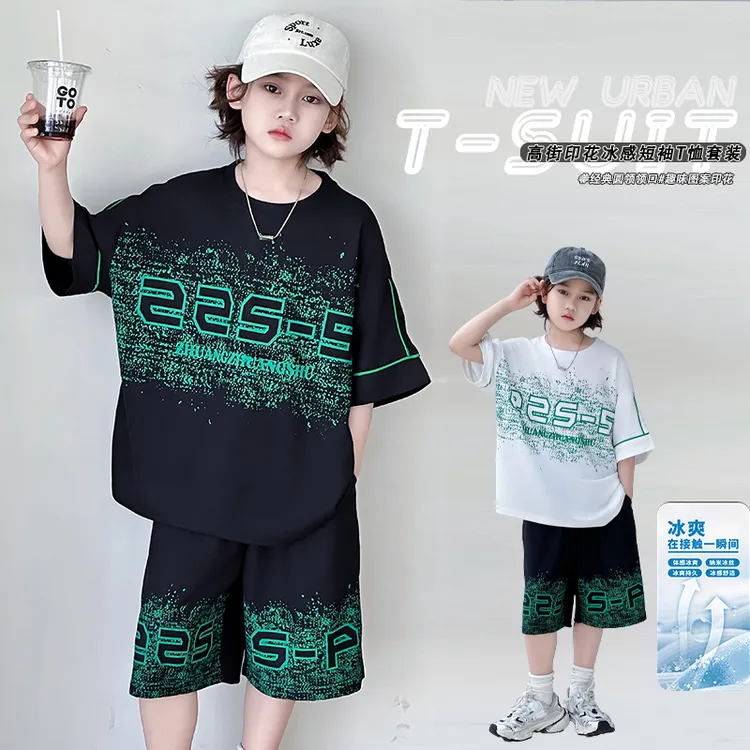 男童夏装套装2025新款夏季短袖中大儿童男孩夏款运动薄款帅气潮酷