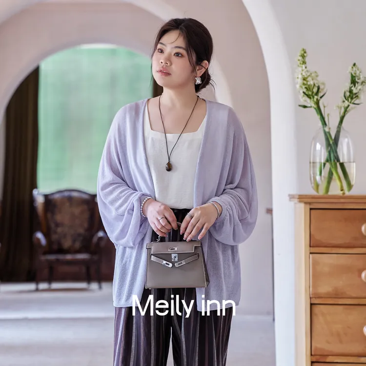 美丽客栈原创高端大码2025针织衫女高级感新条纹防晒大码针织衫