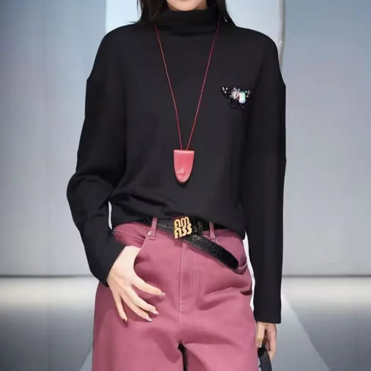 【商场同款】2025新款百搭时尚两穿长袖高领保暖衣宽松休闲卫衣女