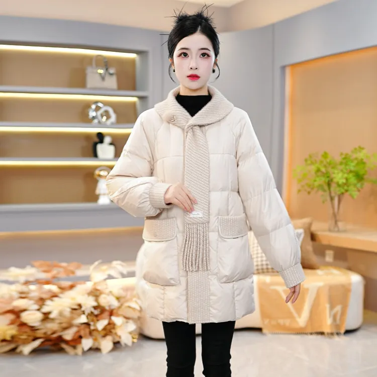 纯色保暖时尚洋气加厚显瘦羽绒服新款宽松2025年冬季【SJYH3521】