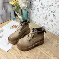 05053  新款时尚厚底圆头系带休闲短靴（四季款）