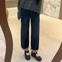 宿慕SUMU 显瘦弯刀牛仔裤 2025新款9-30舒适百搭加绒牛仔裤35075