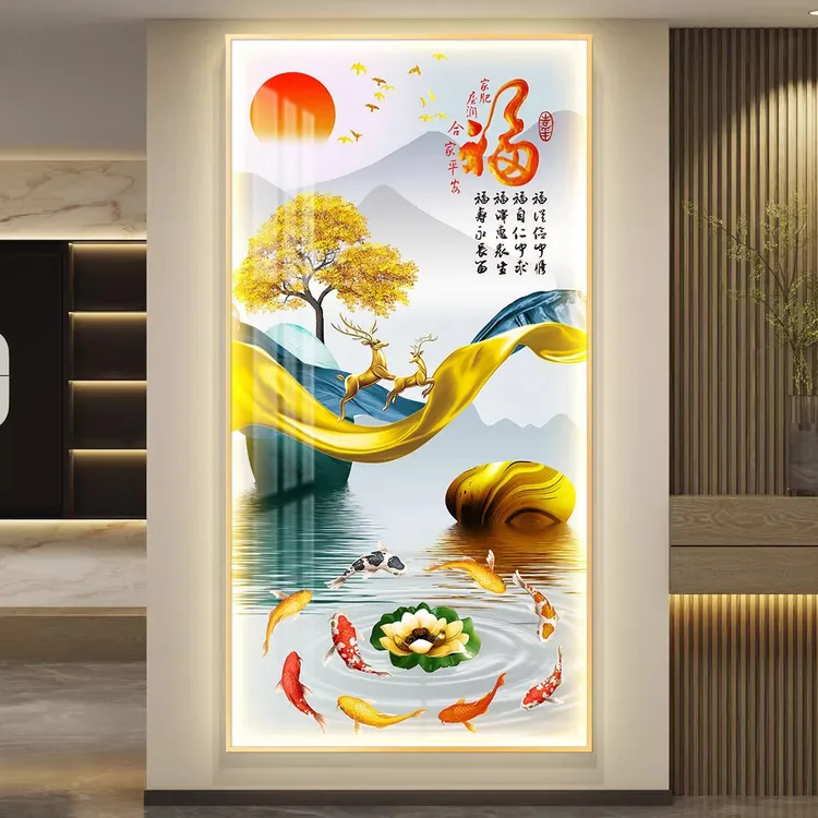 带灯玄关装饰画led氛围感应灯入户门高级感走廊过道轻奢简约挂画