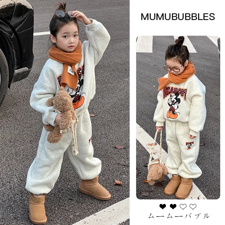 女童套装2025新款小女孩春秋时髦米奇卫衣儿童韩版休闲运动两件套