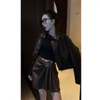 【娇娇私服定制】新款气质高定皮衣+皮裙两件套92105#