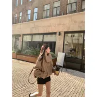 区区欧阳双排扣翻领风衣女秋季新款高级感休闲宽松小个子短款外套